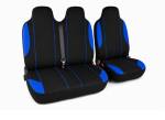 Set 2+1 Huse Scaune Fata Flexzon Auto Universale VAN Textil Negru/Albastru