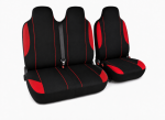 Set 2+1 Huse Scaune Fata Flexzon Auto Universale VAN Textil Negru/Rosu