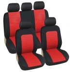 Set Huse Scaune Auto Universal Flexzon, Rosu/Negru, Мodel in Relief, 9 buc