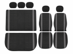 Set Complet Huse Scaune Auto Universale Textil Gri Su Negru 9 buc