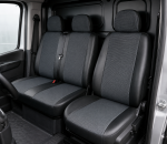 Set 2+1 Huse Scaune Fata Auto Van Bus Textil Si Piele Ecologica Negru Lux Pentru Transit, Sprinter, Movano, Master, Crafter, Transporter, LT, Boxer, Jumper
