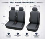 Set 2+1 Huse Scaune Fata Auto Van Bus Textil Si Piele Ecologica Negru Lux Pentru Transit, Sprinter, Movano, Master, Crafter, Transporter, LT, Boxer, Jumper