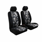 1+1 Huse universale pentru scaunele din fata – tapiterie textila pentru autoturism, microbuz si SUV – culoare camuflaj negru-gri