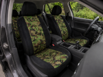 Huse universale pentru scaune – set complet pentru 5 locuri, tapiterie textila pentru autoturism, microbuz si SUV – culoare camuflaj negru-verde (9 piese)