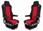 Set Huse Scaune Camion Pentru Mercedes Axor, Atego, Actros, Textil, Negru-Rosu, 2 Piese