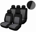 Set Complet Huse Scaune Auto Pentru Dacia Logan I 2004-2012, Dacia Logan II 2012+, Textil, Negru-Gri, 9 Piese