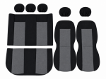 Set Complet Huse Scaune Auto Pentru Dacia Logan I 2004-2012, Dacia Logan II 2012+, Textil, Negru-Gri, 9 Piese