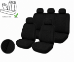 Set Huse Scaune Auto Universale, Pentru Scaune Fata si Spate, Bancheta Divizibila cu Fermoare, Textil, Negru, 9 Piese