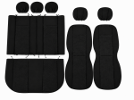 Set Huse Scaune Auto Universale, Pentru Scaune Fata si Spate, Bancheta Divizibila cu Fermoare, Textil, Negru, 9 Piese