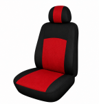 Set Huse Scaune Auto Universale, Pentru Scaune Fata si Spate, Bancheta Divizibila cu Fermoare, Textil, Rosu-Negru, 9 Piese