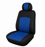 Set Huse Scaune Auto Universale, Pentru Scaune Fata si Spate, Bancheta Divizibila cu Fermoare, Textil, Albastru-Negru, 9 Piese