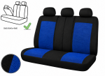 Set Huse Scaune Auto Universale, Pentru Scaune Fata si Spate, Bancheta Divizibila cu Fermoare, Textil, Albastru-Negru, 9 Piese