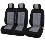 2+1 Set Huse Scaune Pentru Duba si Autoutilitara, Universale, Textil, Negru-Gri, 5 Piese