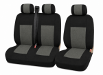 2+1 Set Huse Scaune Pentru Duba si Autoutilitara, Universale, Textil, Negru-Gri, 5 Piese