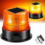 LED Girofar Stroboscopic Solar Portocaliu 18 LED, 4 Moduri, 12V, Acumulator, Prindere Magnetica