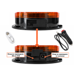 LED Girofar Stroboscopic Solar Portocaliu 18 LED, 4 Moduri, 12V, Acumulator, Prindere Magnetica