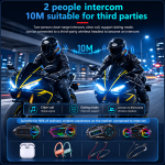 Set 2 Intercomuri Moto pentru Casca Bluetooth 6.0, CVC + DSP, Display LED, IPX6, Baterie 1000 mAh