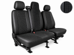 Set 2+1 Huse Scaune Renault Master 2009-2016, Sofer + Bancheta Dubla Pasager, Textil + Piele Ecologica, Negru
