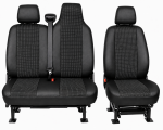 Set 2+1 Huse Scaune Renault Master 2009-2016, Sofer + Bancheta Dubla Pasager, Textil + Piele Ecologica, Negru