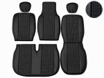 Set 2+1 Huse Scaune Renault Master 2009-2016, Sofer + Bancheta Dubla Pasager, Textil + Piele Ecologica, Negru