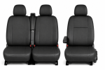 2+1 Huse Scaune Auto Fata pentru Volkswagen Crafter, Piele Ecologica, Negru, 9 Piese