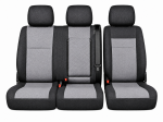 2+1 Huse Scaune Auto Fata pentru Peugeot Expert 2016+, Textil, Negru-Gri, 7 Piese