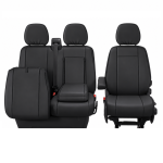 2+1 Huse Scaune Auto Fata pentru IVECO Daily 2015+, Piele Ecologica, Negru, 7 Piese