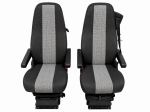 Set Huse Scaune Camion pentru Volvo FH4 2014+, Textil, Negru-Gri, 4 Piese
