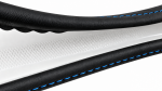 Husa volan pentru camion din piele naturala, 44-46 cm, Negru cu cusaturi albastre