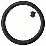 Husa volan pentru camion din piele naturala, 44-46 cm, Negru cu cusaturi gri