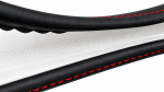 Husa volan pentru camion din piele naturala, 44-46 cm, Negru cu cusaturi rosii