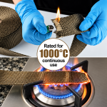 Banda termica termoizolanta, galerii evacuare, tobe de esapament, auto, moto, 1000°C, 5 cm x 12 m, Titanium