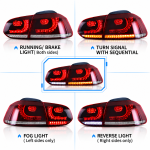 Set stopuri GTI FULL LED pentru Volkswagen Golf 6 VI MK6 Hatchback 2008-2013, GTI R20, semnalizare dinamica, Rosu