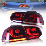 Set stopuri GTI FULL LED pentru Volkswagen Golf 6 VI MK6 Hatchback 2008-2013, GTI R20, semnalizare dinamica, Rosu