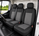 Set 2+1 Huse Scaune Fata Flexzon Auto Universale VAN Piele Ecologica Negru/Gri