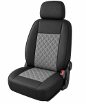 Set 2+1 Huse Scaune Fata Flexzon Auto Universale VAN Piele Ecologica Negru/Gri