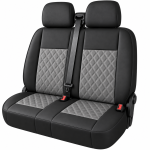 Set 2+1 Huse Scaune Fata Flexzon Auto Universale VAN Piele Ecologica Negru/Gri