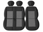 Set 2+1 Huse Scaune Fata Flexzon Auto Universale VAN Piele Ecologica Negru/Gri