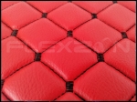 Covorase Auto din Piele Ecologica pentru DAF XF 105, Cutie Automata, Matlasate, Premium, Culoare Rosu cu Cusatura Neagra