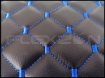Covorase Auto din Piele Ecologica pentru DAF XF 106, Cutie Automata, Matlasate, Premium, Culoare Negru cu Cusatura Albastra