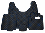 Covorase Auto din Piele Ecologica pentru DAF XF 106, Cutie Automata, Matlasate, Premium, Culoare Negru cu Cusatura Albastra