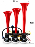 Claxon Pneumatic Triplu 24V Triple Arab pentru Camion, TIR si Autobuz, 125 dB, 3-10 Bar