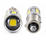 Set 2 Becuri LED Auto BAX9S pentru Lumini de Zi DRL, 17 SMD, 12V, 2W, Lumina Alba, cu Lupa, Blister