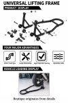 Stander Moto Spate pentru Motocicleta, Suport Ridicare si Mentenanta, Reglabil 240-370 mm, Capacitate 450 kg, Adaptoare L si U, Roti 72 mm, Otel, Negru