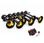 Claxon Muzical Pneumatic Basuri cu 6 Trompete, 20 Melodii, 12V/24V si Telecomanda Wireless