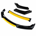 Prelungire Bara Fata Universala, Lip Spoiler Splitter Auto din 4 Piese, Plastic ABS, Negru cu Galben, 180 cm