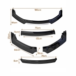 Prelungire Bara Fata Universala, Lip Spoiler Auto Tuning, 4 Piese, ABS, Negru Lucios, 180 cm