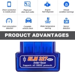 Interfata Diagnoza Auto OBD2 ELM327 Mini, Bluetooth, Scanner Auto, Citire si Stergere Erori, Albastru
