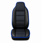 Husa Scaun Auto universala pentru scaun individual de camion, piele ecologica negru/albastru Scania, Volvo, MAN, DAF, Mercedes, Renault, Iveco