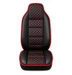 Husa Scaun Auto universala pentru scaun individual de camion, piele ecologica negru/rosu Scania, Volvo, MAN, DAF, Mercedes, Renault, Iveco